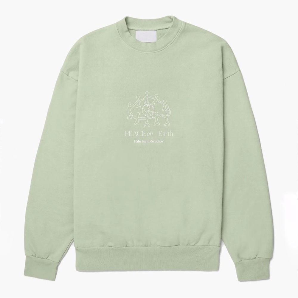Peace on Earth Graphic Sweatshirt in Mint Green
